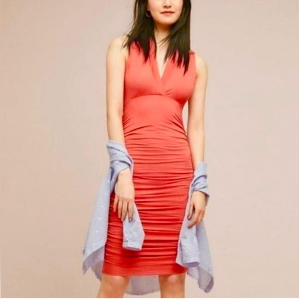 Anthropologie x Moulinette Soeurs Marissa Ruched Column Dress size Small